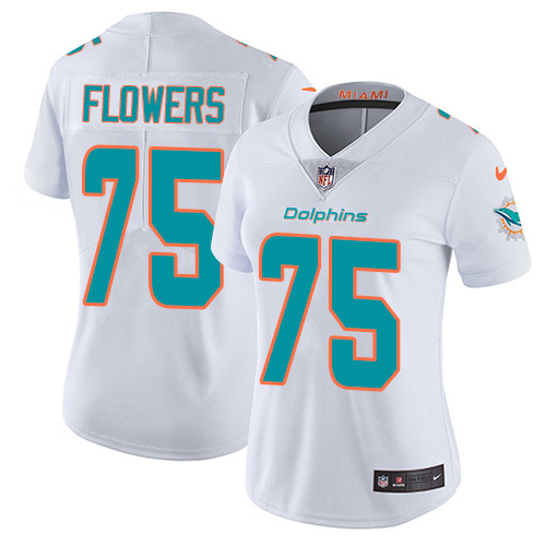 Nike Miami Dolphins #75 Ereck Flowers White Women Stitched NFL Vapor Untouchable Limited Jersey
